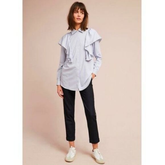 Anthropologie Tops - Anthropologie Millburn Ruffled Buttondown top NWT